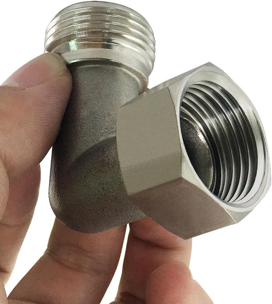 Stainless Steel Garden Hose Elbow 90 Dedgree Water Hose Connector Right Angle 3/4 GHT Male to Female Adapter V1258-DP02-C-2536
