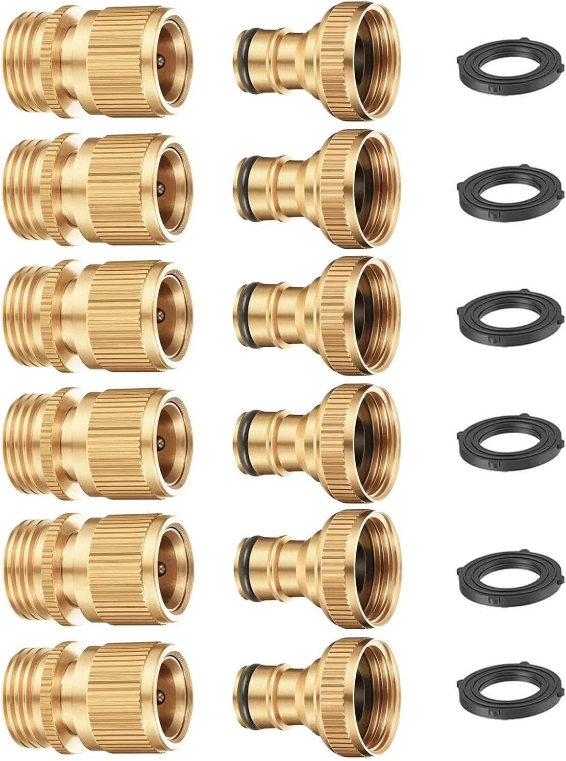 Garden Hose Quick Connector, Solid Brass 3/4 Inch Thread Fitting No-Leak Water Hose Female and Male Easy V1258-DP02-C-254