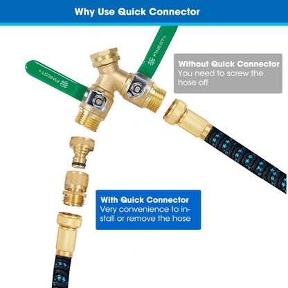 Garden Hose Quick Connector, Solid Brass 3/4 Inch Thread Fitting No-Leak Water Hose Female and Male Easy V1258-DP02-C-254