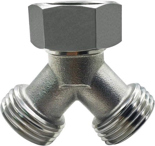 Stainless Steel Garden Hose Splitter 2 Way Y Connector Heavy Duty for Outdoor Garden Faucet Hose Bib V1258-DP02-C-2566