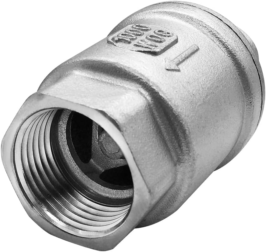 Stainless 1 NPT Threaded Check Valve Non Return One Way Horizontal Vertical Inline Water Spring Check Valve V1258-DP02-C-2579
