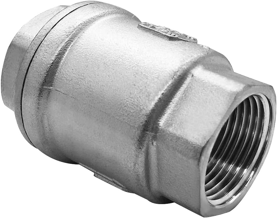 Stainless 1 NPT Threaded Check Valve Non Return One Way Horizontal Vertical Inline Water Spring Check Valve V1258-DP02-C-2579