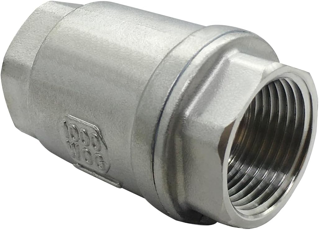 Stainless 1 NPT Threaded Check Valve Non Return One Way Horizontal Vertical Inline Water Spring Check Valve V1258-DP02-C-2579