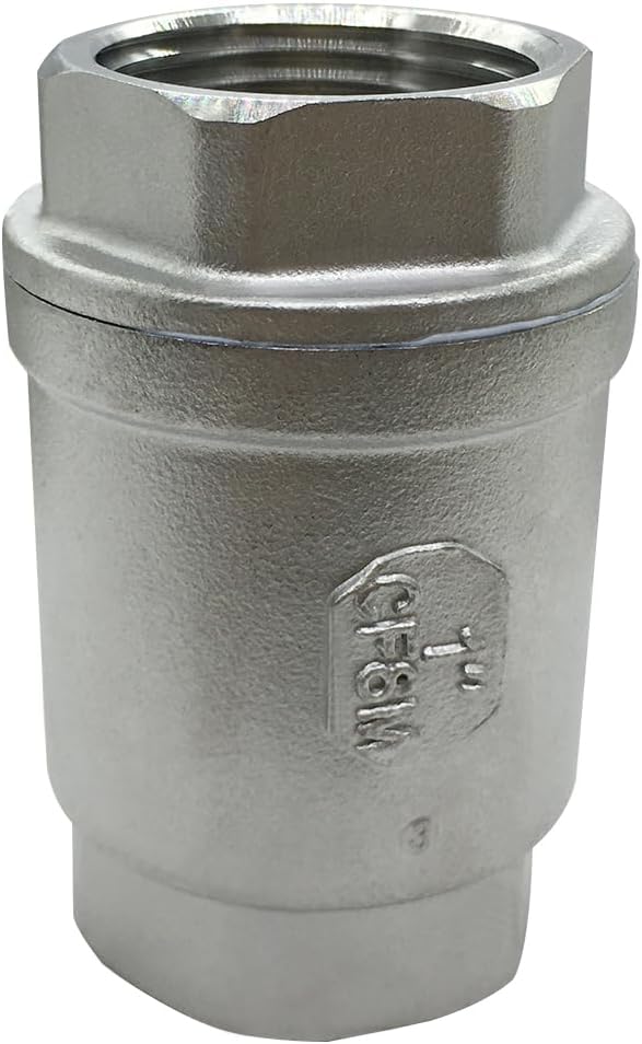 Stainless 1 NPT Threaded Check Valve Non Return One Way Horizontal Vertical Inline Water Spring Check Valve V1258-DP02-C-2579