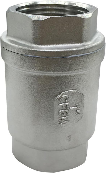 Stainless 1 NPT Threaded Check Valve Non Return One Way Horizontal Vertical Inline Water Spring Check Valve V1258-DP02-C-2579