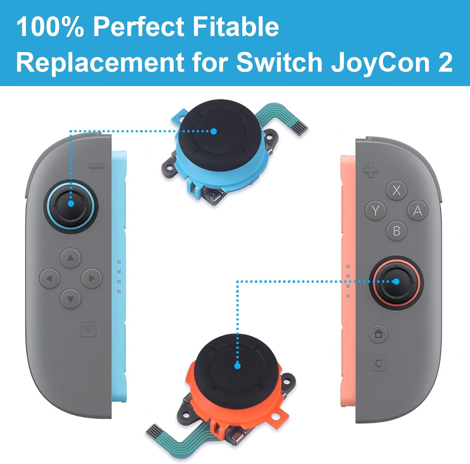 Replacement Joysticks Compatible with Nintendo Switch 2 Joycon Controller (2025), Drift Fix Repair Kit V1258-DP02-C-258