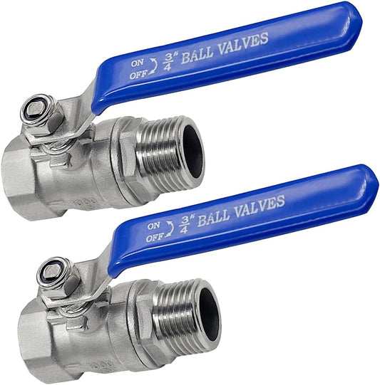 Stainless Steel 3/4 Garden Hose Shut Off Valve Full Flow GHT Thread Heavy Duty Connector(Pack of 2) V1258-DP02-C-2593