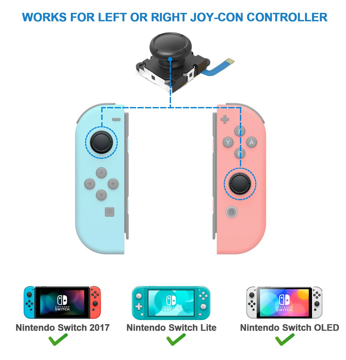 4-Pack Joycon Joystick Replacement Drift Fix for Nintendo Switch/Switch OLED Model/Switch Lite Joy-Con V1258-DP02-C-261