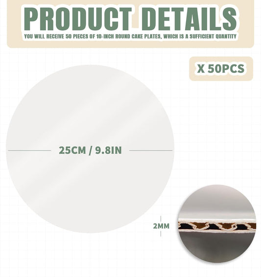 50 Pack Cake Boards 10 Inch Round,Cake Base Board,Cardboard Cakes Rounds,Pizza Cardboard Rounds,Cakes Bottom V1258-DP02-C-2615