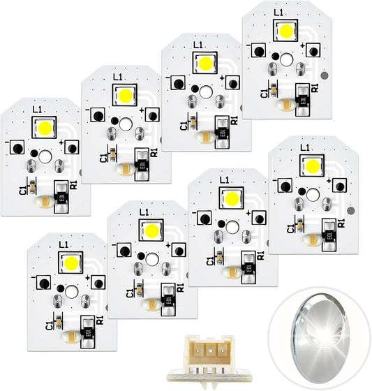 8Pcs WR55X11132 LED Light Replacement for Refrigerators | Waterproof | No Plastic Cover | Fits WR55X25754 V1258-DP02-C-2616