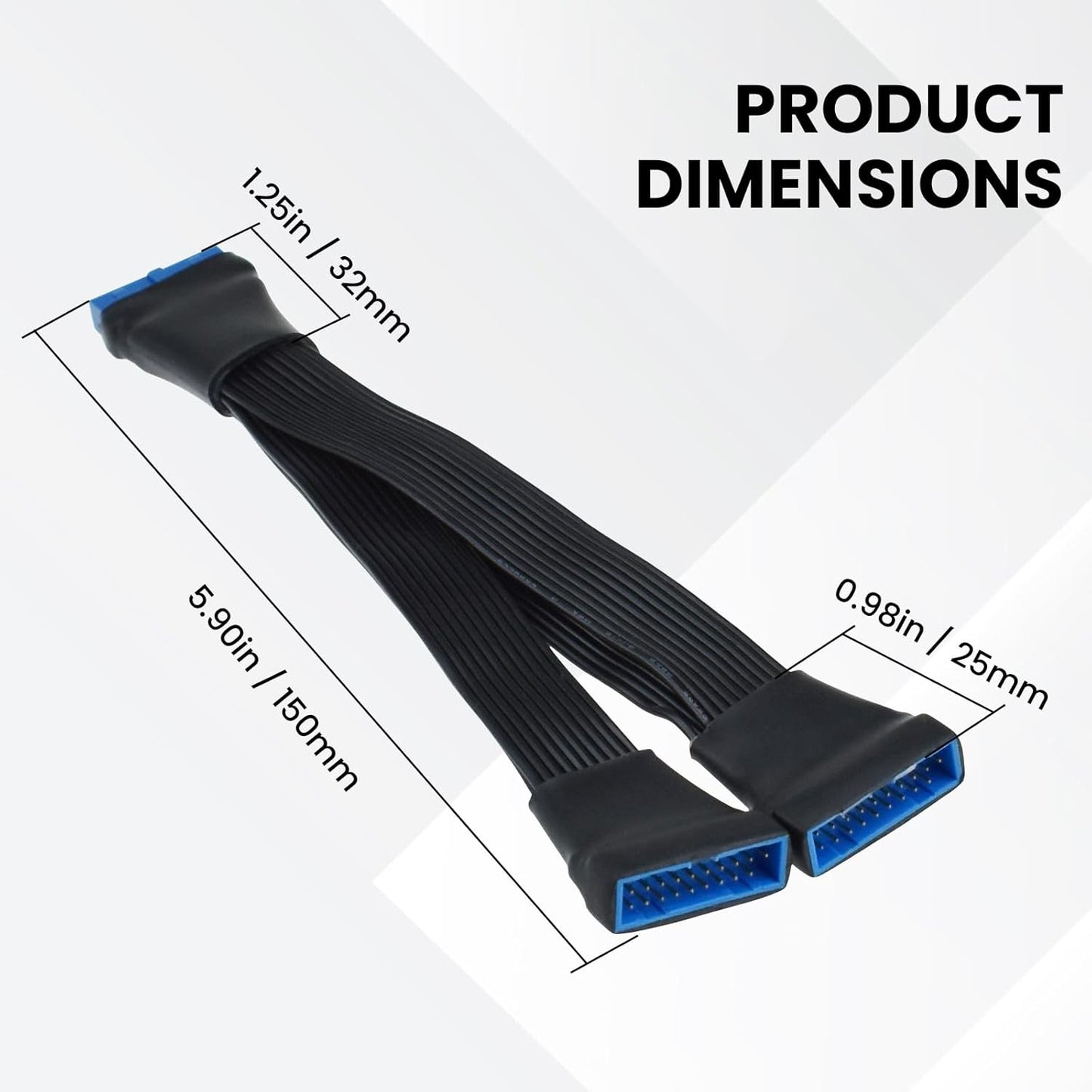 2Pcs USB 3.0 Header Splitter Extension Cable, 19/20 Pin 1 to 2 Y Internal Hub Splitter, Internal Adapter V1258-DP02-C-2617