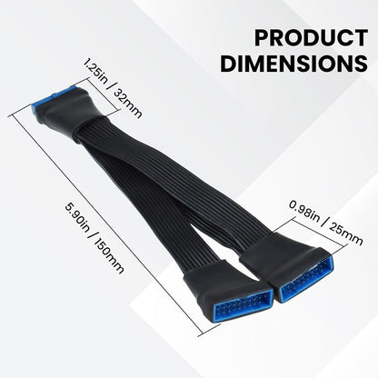2Pcs USB 3.0 Header Splitter Extension Cable, 19/20 Pin 1 to 2 Y Internal Hub Splitter, Internal Adapter V1258-DP02-C-2617