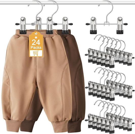 24 Pack Baby Hangers with Clips, 360 degreesRotatable Toddler Pant Hangers with Clips, Non-Slip Space Saving V1258-DP02-C-2633