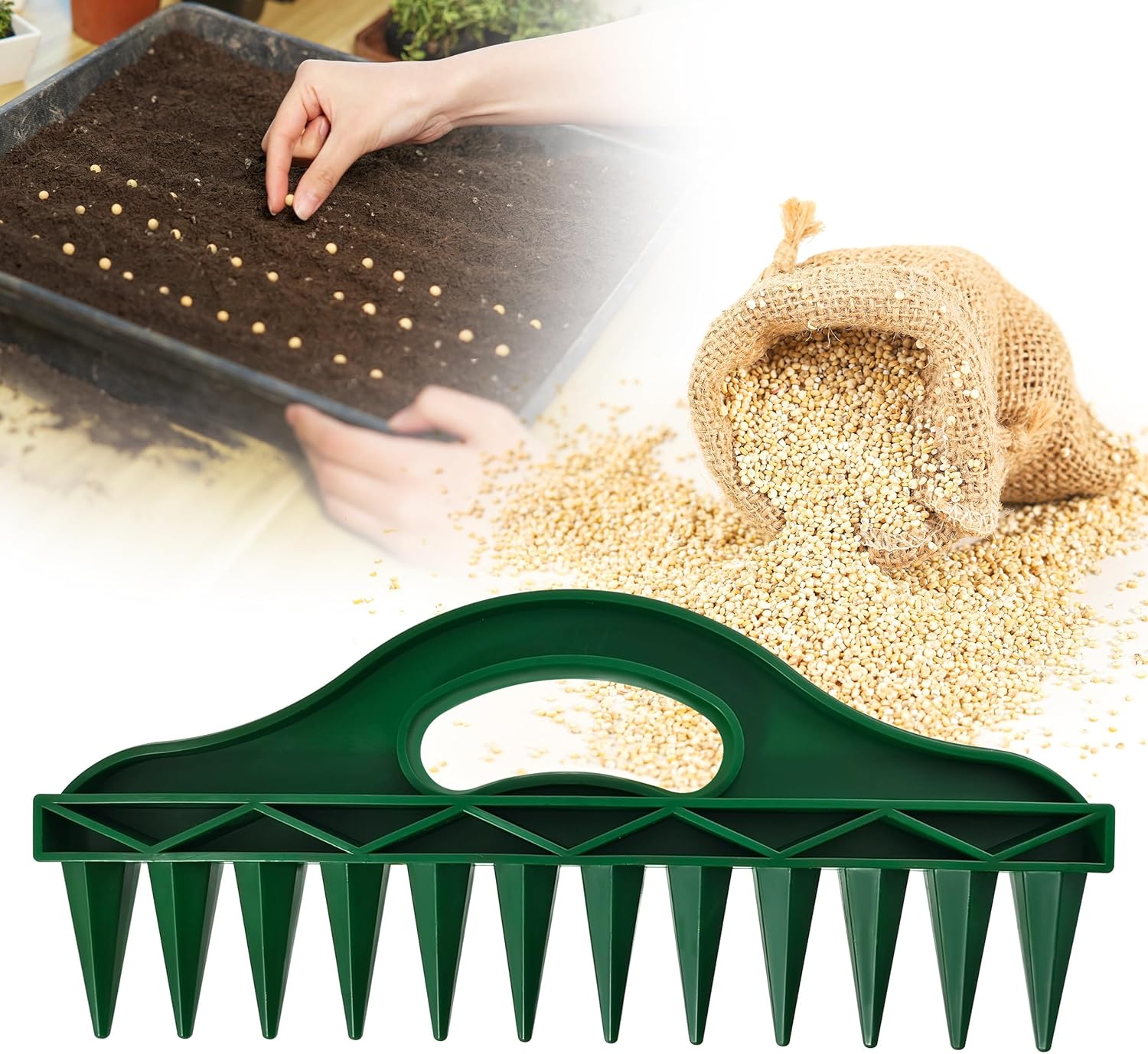 The Row Seeder by - Handheld Garden Tool for Precise Seed & Seedling Spacing in Rows & Seed Trays - for V1258-DP02-C-264