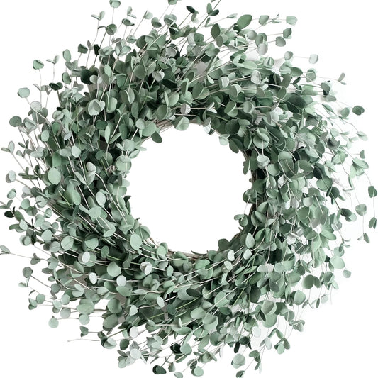 24 Inch Everyday Greenery Boxwood Wreath for Front Door, Soft Touch Green Mini Leaves Wreath for Indoor and V1258-DP02-C-2644
