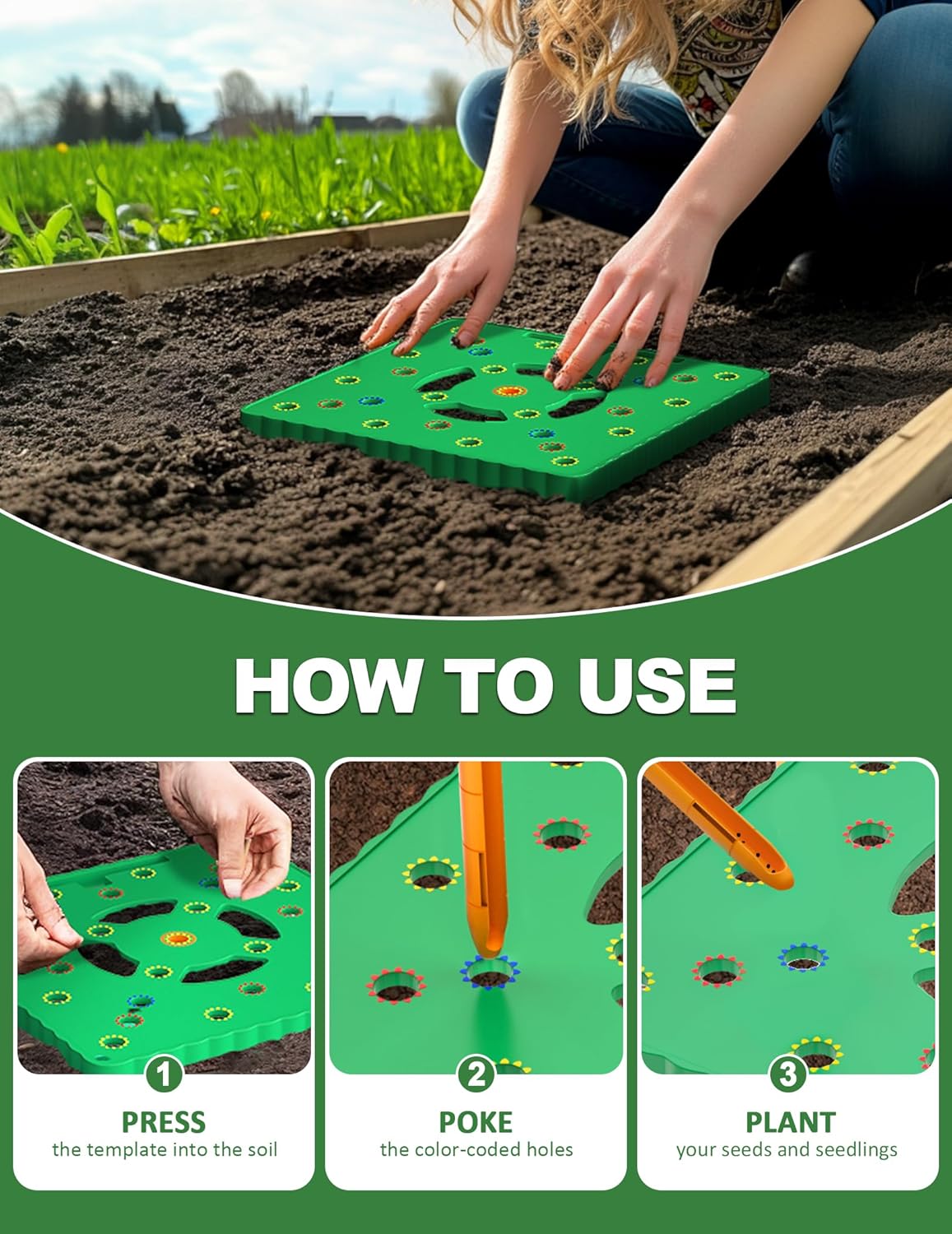Seed Spacer Tool for Square Foot Gardens - Maximize Your Garden Space and minimize Weeds with This Premium V1258-DP02-C-265