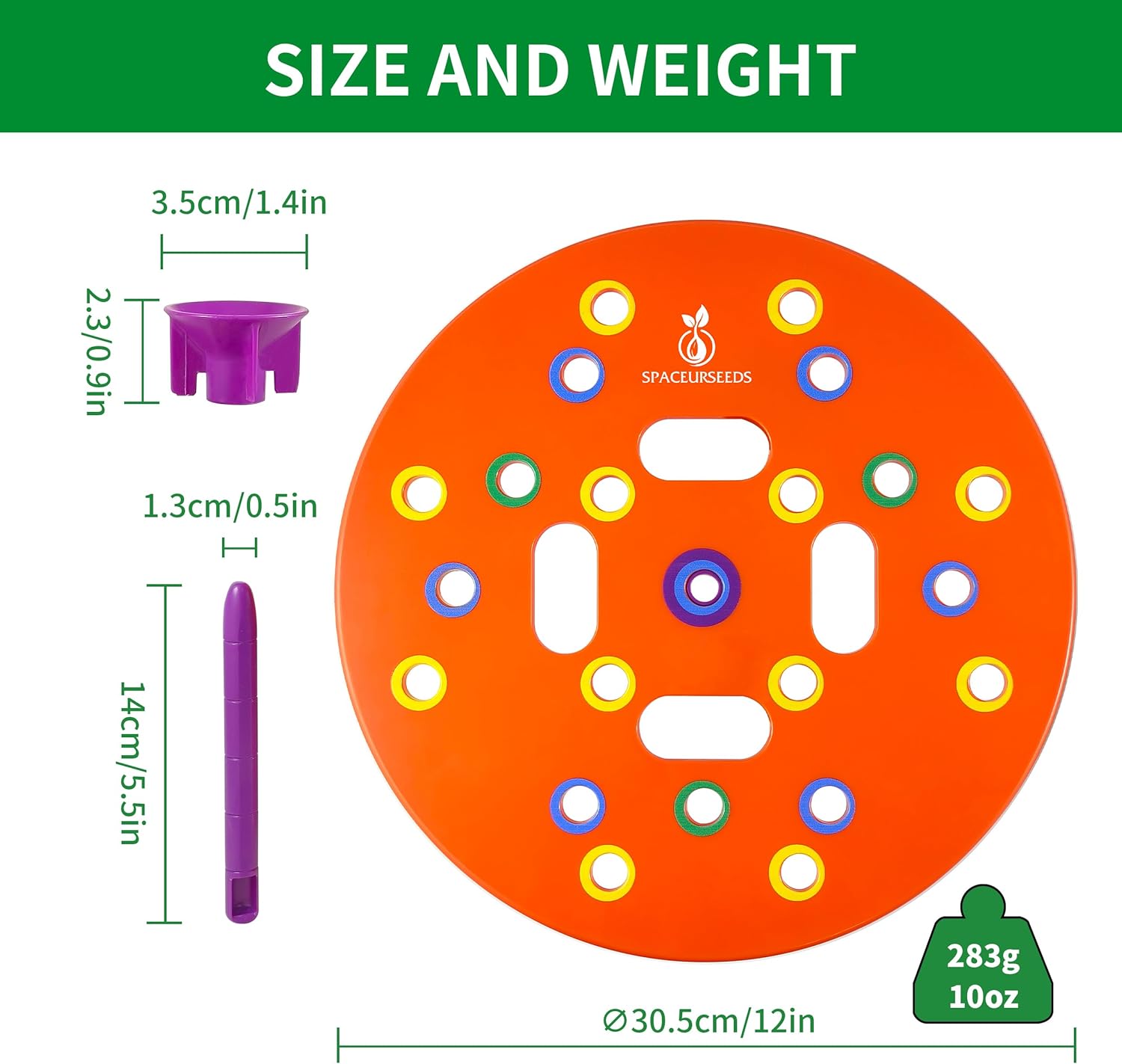 Round Seed Planting Template by - Patented Color-Coded Garden Spacing Tool Kit with Seed & Seedling Spacer, V1258-DP02-C-266