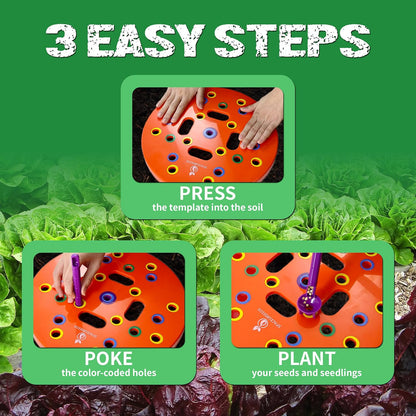 Round Seed Planting Template by - Patented Color-Coded Garden Spacing Tool Kit with Seed & Seedling Spacer, V1258-DP02-C-266