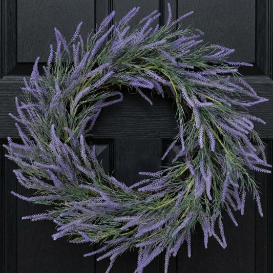 22" Soft Touch Lavender Wreath for Front Door - Spring Summer Purple Flower Wreath for Indoor Outdoor, Rustic V1258-DP02-C-2661