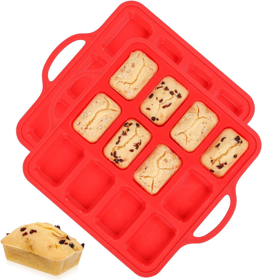 Mini Muffin Pan with Metal Reinforced Frame 24 Cups & Silicone Mini Loaf Pan 12 Cavities V1258-DP02-C-27
