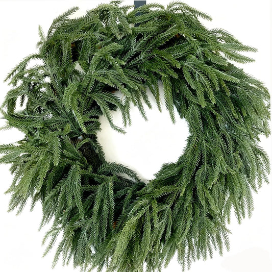 Large Christmas Wreath for Front Door Soft Touch Green Norfolk Pine Wreath for Indoor Outdoor Window Wall, V1258-DP02-C-2707