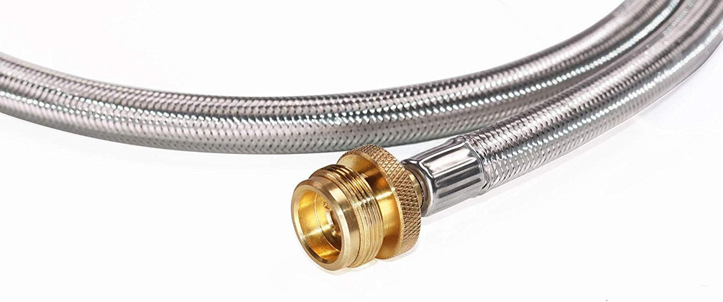 6 Feet Stainless Braided Hose Adapter With Tank Gauge, 1 lb to 20 lb Propane Converter for Stove, Tabletop V1258-DP02-C-272