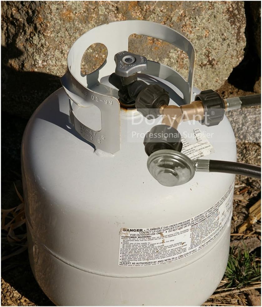 Propane Splitter, 2 Way LP Gas Adapter Tee Connector for 20lb Propane Tank Cylinder, Work with BBQ Grills, V1258-DP02-C-274