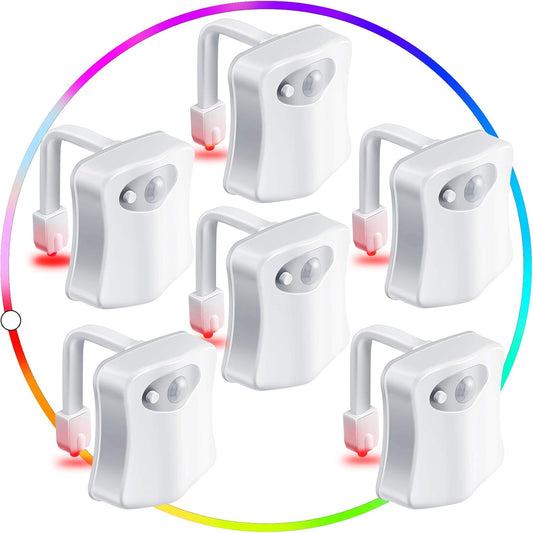 6 Pieces Toilet Night Light Motion Activated Sensor Lamp 16 Colors Changing LED Inside Toilet Bowl, LED Light V1258-DP02-C-2741