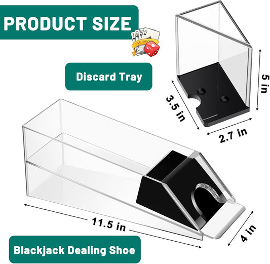 Blackjack Shoe and Discard Tray Clear Acrylic Blackjack Dealing Shoe Card Dispenser for Playing Cards Discard V1258-DP02-C-2742