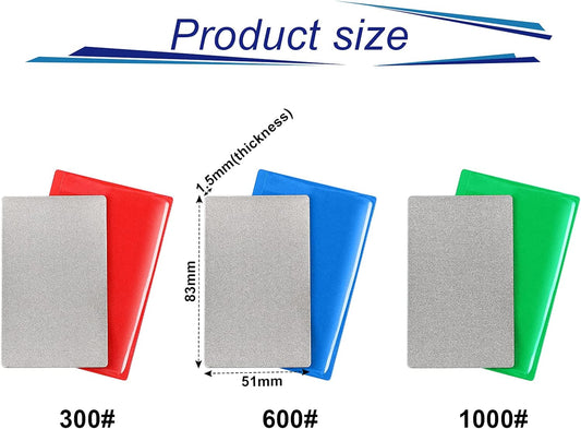 3 Pieces Credit Card Size Sharpening Stone 300# 600# 1000# Credit Card Diamond File Set Card Sized- V1258-DP02-C-2744