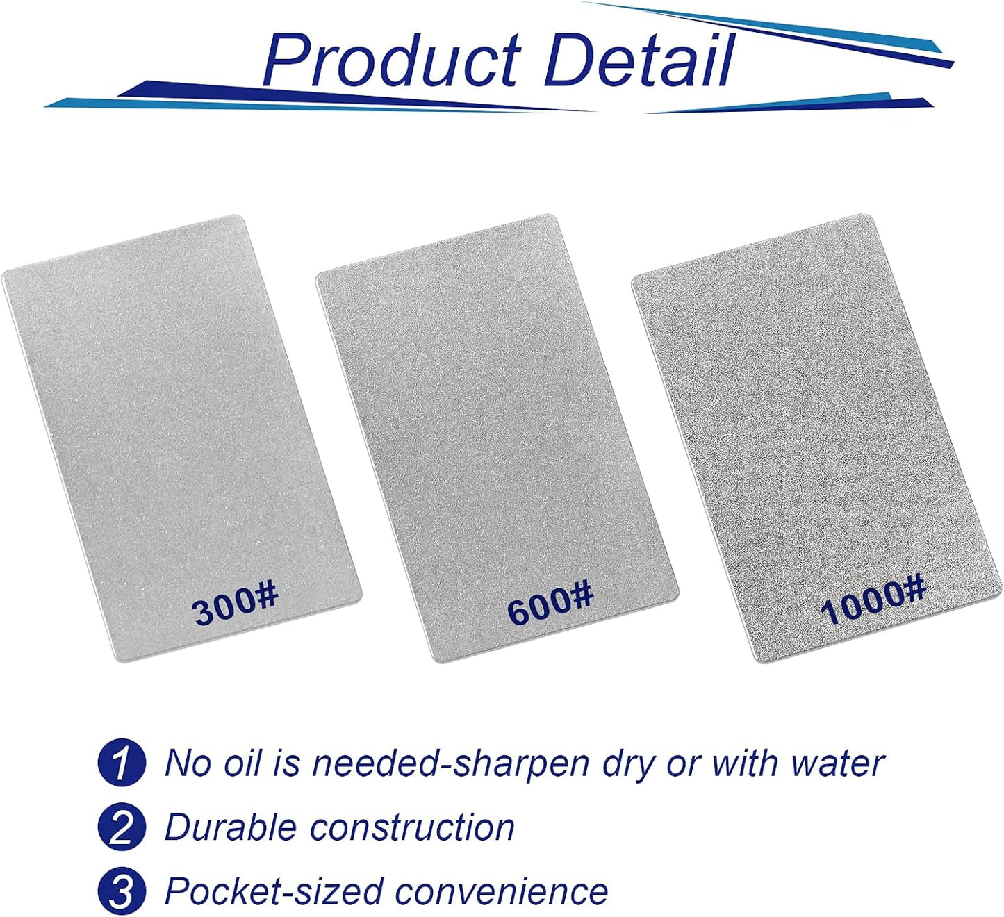 3 Pieces Credit Card Size Sharpening Stone 300# 600# 1000# Credit Card Diamond File Set Card Sized- V1258-DP02-C-2744