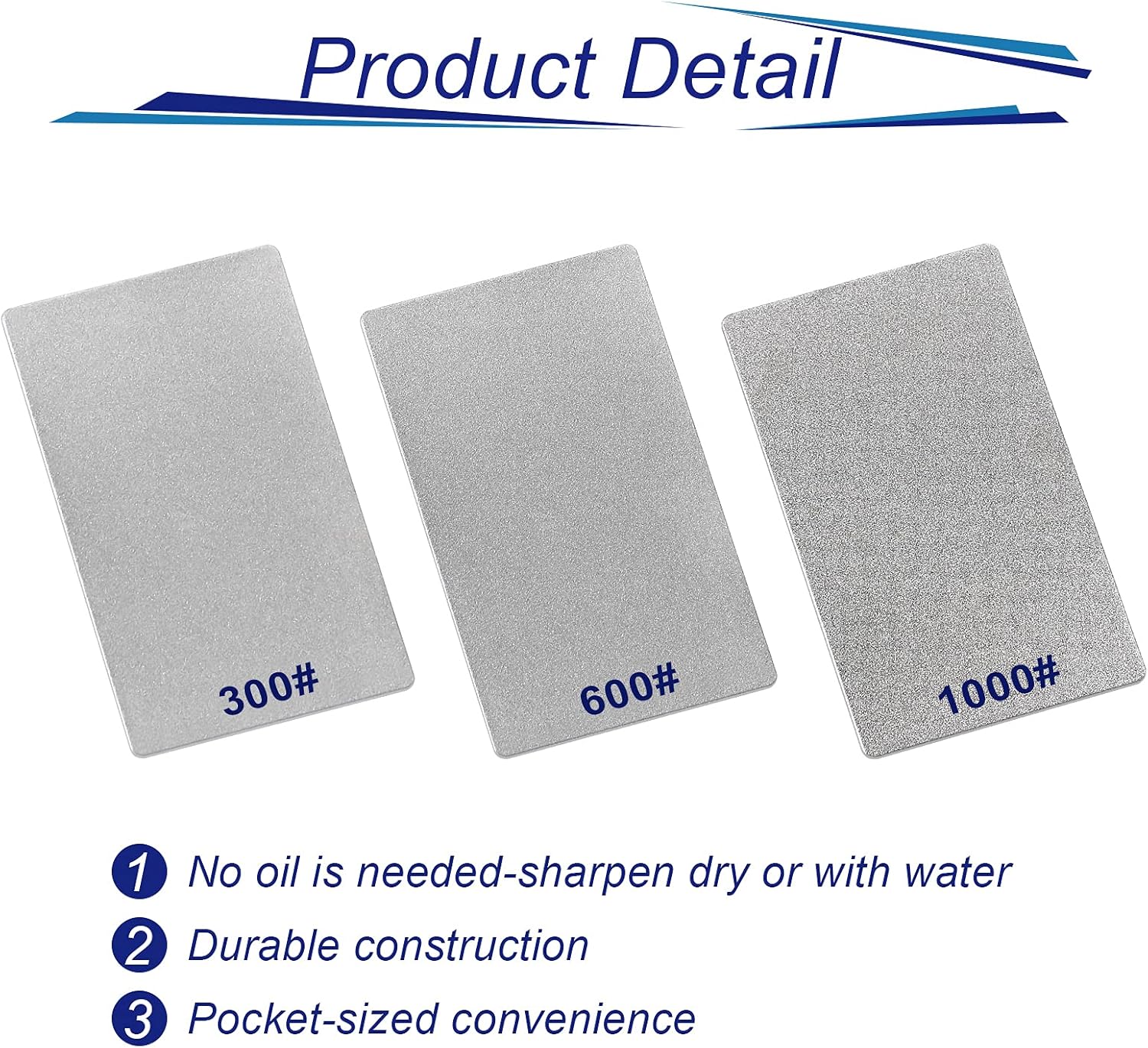 3 Pieces Credit Card Size Sharpening Stone 300# 600# 1000# Credit Card Diamond File Set Card Sized- V1258-DP02-C-2744