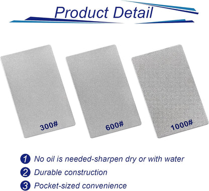 3 Pieces Credit Card Size Sharpening Stone 300# 600# 1000# Credit Card Diamond File Set Card Sized- V1258-DP02-C-2744