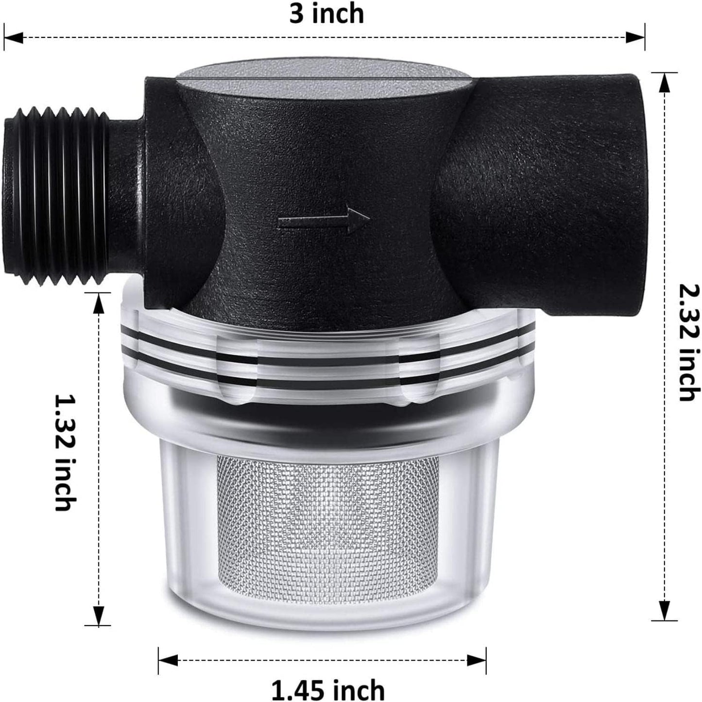 4 Pack Water Pump Strainer Filter, RV Replacement 1/2 Twist On Pipe Strainer with 50 Mesh Stainless Steel V1258-DP02-C-2746