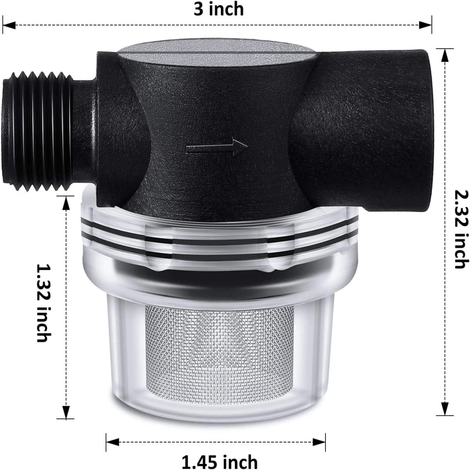 4 Pack Water Pump Strainer Filter, RV Replacement 1/2 Twist On Pipe Strainer with 50 Mesh Stainless Steel V1258-DP02-C-2746