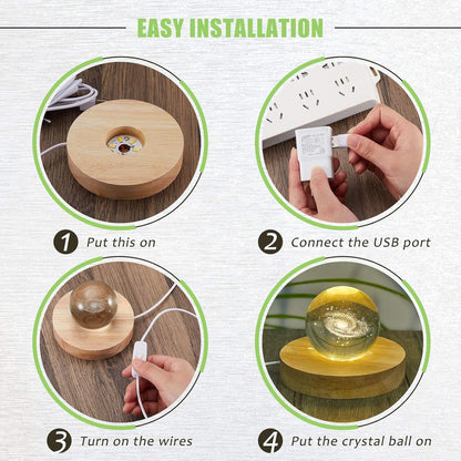 8 Pcs Wooden LED Display Base Lighted Base for Crystal Art Wood Display for Glass Art 3D Crystal Warm V1258-DP02-C-2747