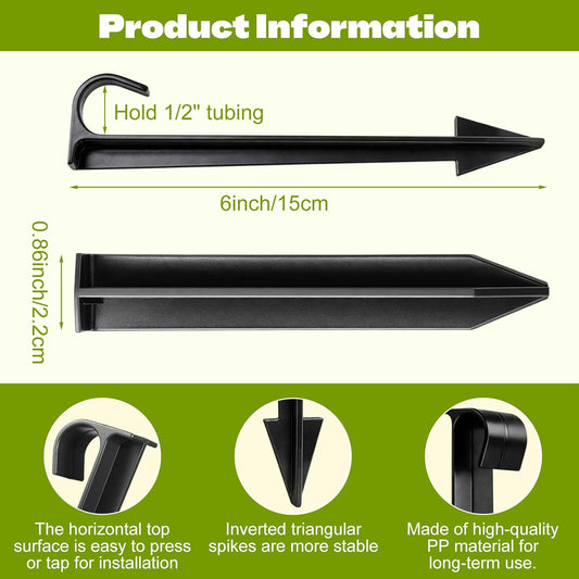 80 Pcs Irrigation Stakes Tubing Hold Down Anchor Stakes 1/2" PE Plastic Garden Hose Stake 6 Inch Plastic Drip V1258-DP02-C-2748