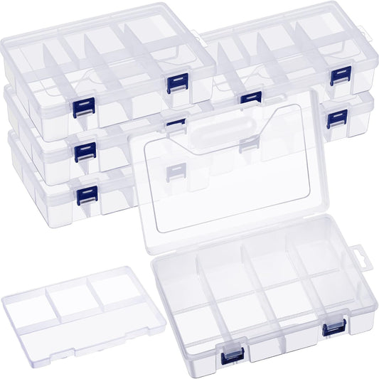 6 Pack Fishing Tackle Box Organizer Storage Clear Fishing Box with Movable Tray Plastic Waterproof V1258-DP02-C-2752