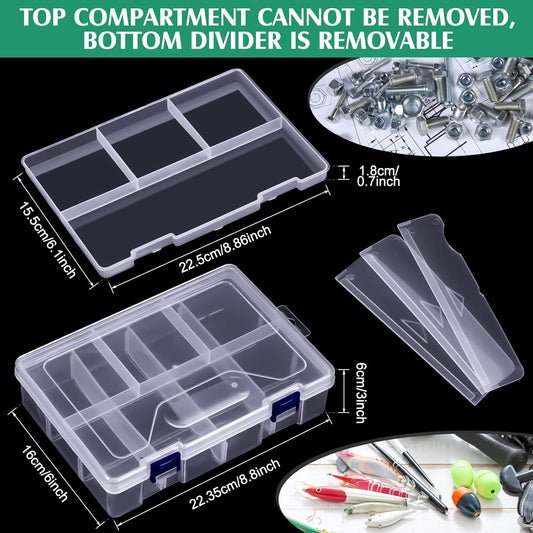 6 Pack Fishing Tackle Box Organizer Storage Clear Fishing Box with Movable Tray Plastic Waterproof V1258-DP02-C-2752