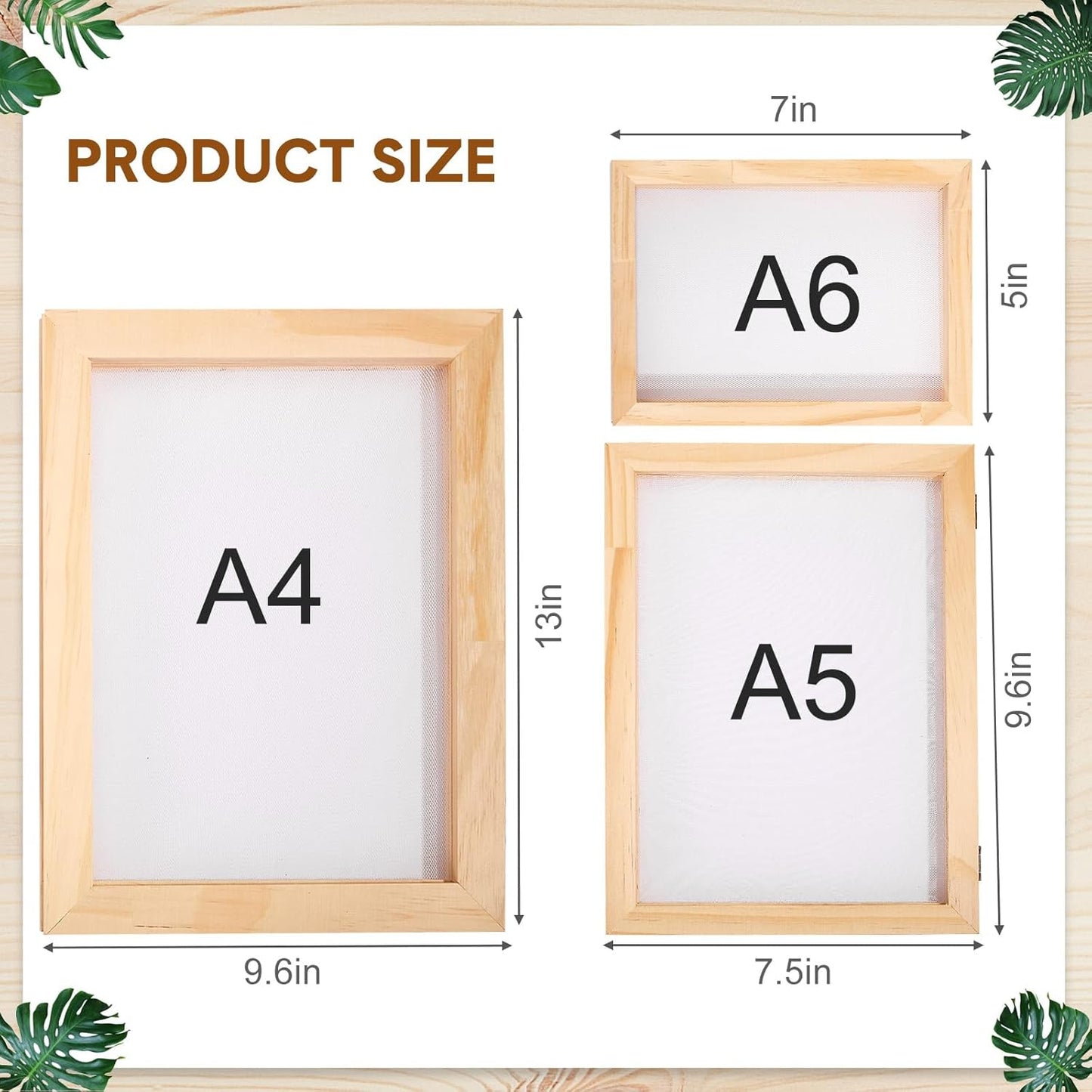 3 Size Wooden Paper Making Screen Paper Making Mould and Frame Kit for DIY Craft(A6, A5, A4) V1258-DP02-C-2753