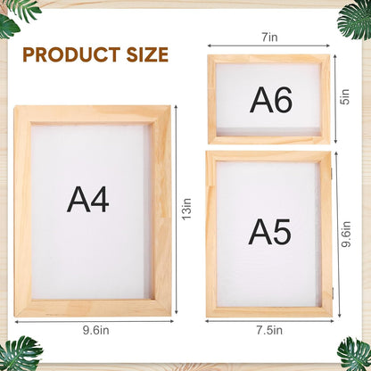 3 Size Wooden Paper Making Screen Paper Making Mould and Frame Kit for DIY Craft(A6, A5, A4) V1258-DP02-C-2753