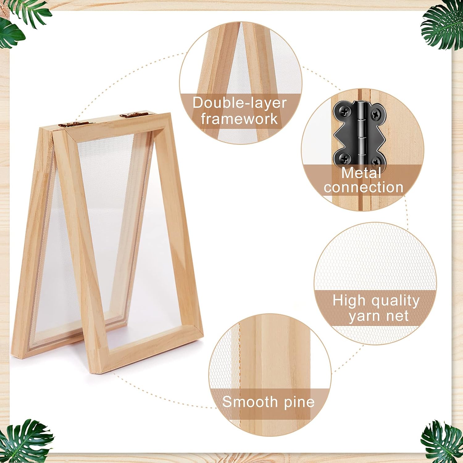 3 Size Wooden Paper Making Screen Paper Making Mould and Frame Kit for DIY Craft(A6, A5, A4) V1258-DP02-C-2753