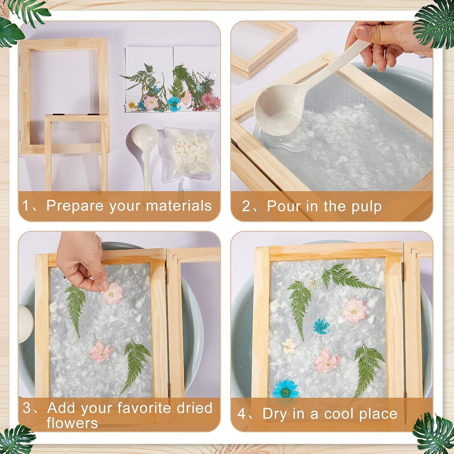 3 Size Wooden Paper Making Screen Paper Making Mould and Frame Kit for DIY Craft(A6, A5, A4) V1258-DP02-C-2753