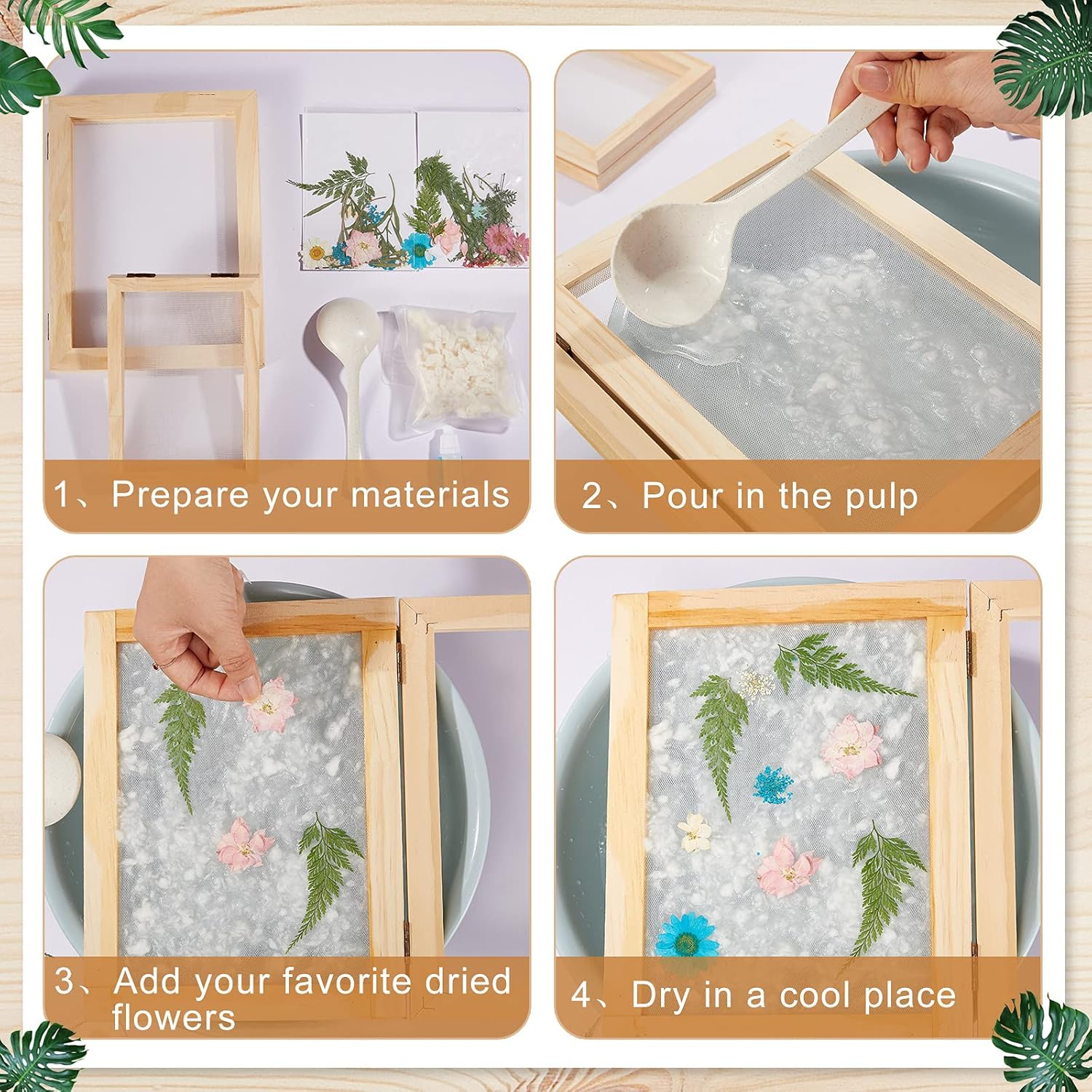 3 Size Wooden Paper Making Screen Paper Making Mould and Frame Kit for DIY Craft(A6, A5, A4) V1258-DP02-C-2753