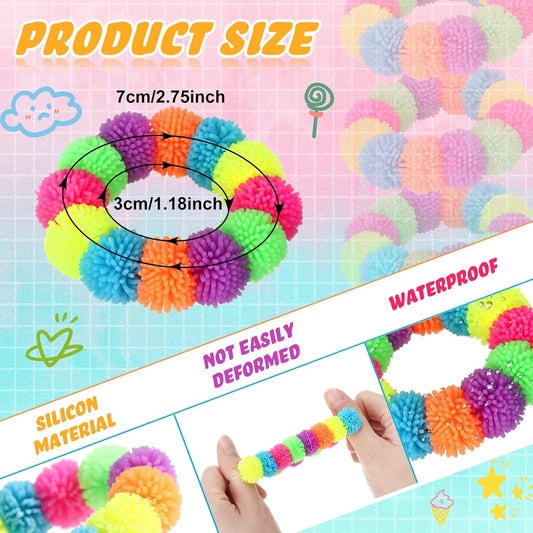 24 Pcs Spiky Sensory Bracelet Anxiety Sensory Toys Fidget Toy Stress Relief Spiky Rings Rainbow No Latex V1258-DP02-C-2754