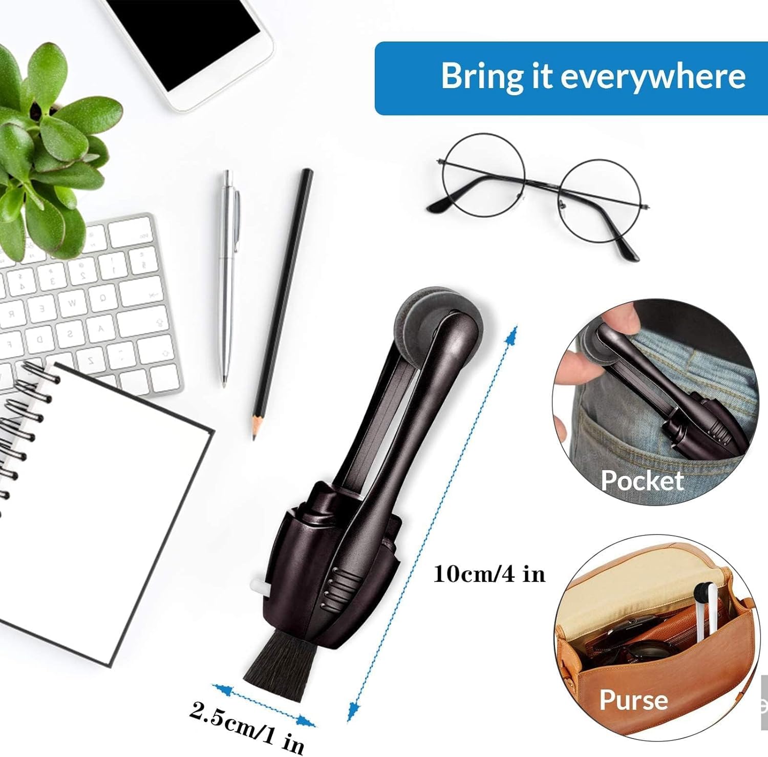 Portable Microfiber Eyeglass Cleaner (3 Count), Efficient and Durable Carbon Microfiber Technology, Lens V1258-DP02-C-2756