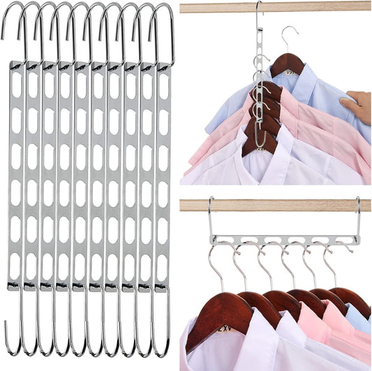 Space Saving Hangers for Clothes, 10 Pack Hanger Organizer Space Saver, Magic Metal Collapsible Closet V1258-DP02-C-2757