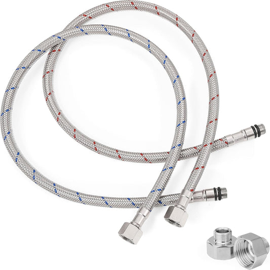 30 Inch Faucet Supply Lines, Bathroom Kitchen Water Supply Line 3/8" Female Compression Thread x M10 Male V1258-DP02-C-2758