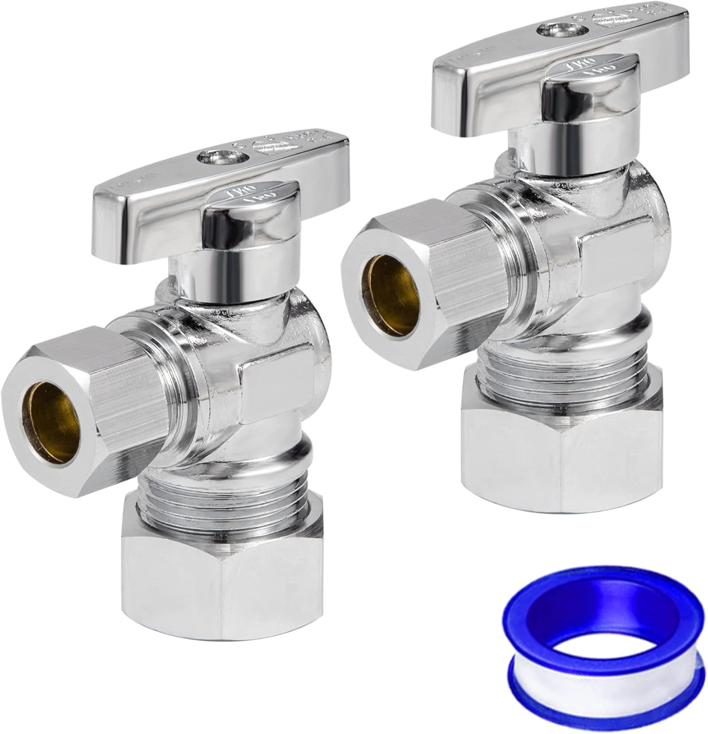 Heavy Duty Angle Stop Valve 1/2" Nom (5/8" OD) Comp x 3/8" OD Comp, 1/4-Turn Operation, High quality V1258-DP02-C-2764