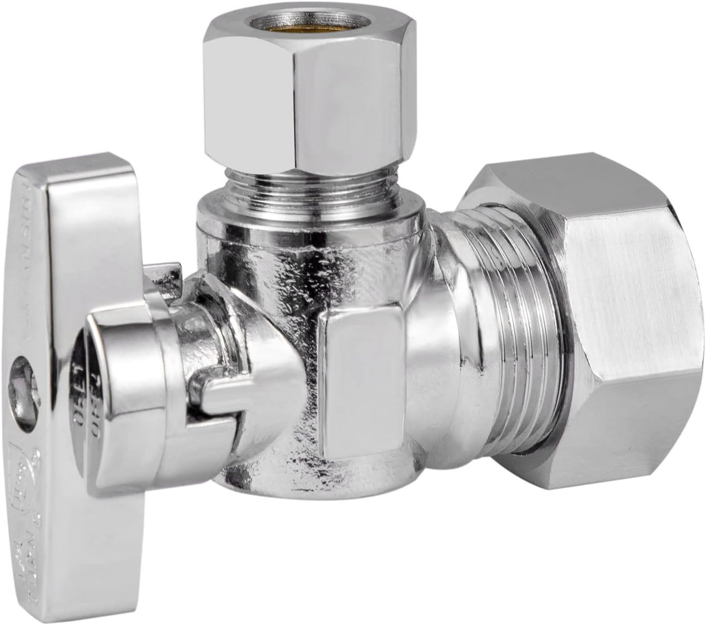 Heavy Duty Angle Stop Valve 1/2" Nom (5/8" OD) Comp x 3/8" OD Comp, 1/4-Turn Operation, High quality V1258-DP02-C-2764